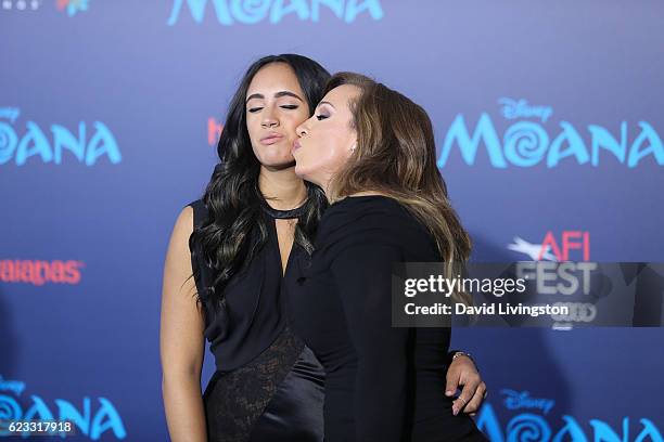 Simone Alexandra Johnson and Dany Garcia arrive at the AFI FEST 2016 presented by Audi premiere of Disney's "Moana" held at the El Capitan Theatre on...