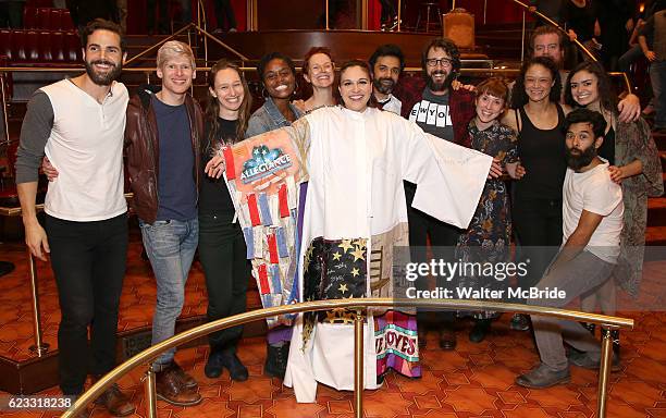 Katrina Yaukey with Nicholas Belton, Lucas Steele, Gelsey Bell, Denee Benton, Grace McLean, Nick Choksi, Josh Groban, Brittain Ashford, Scott...