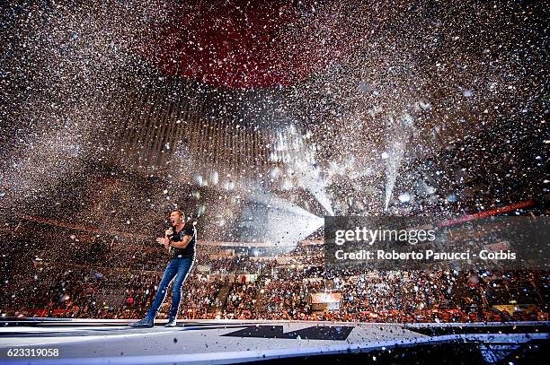 Italian group Modà performs in concert at Palalottomatica Arena on November 12, 2016 in Rome, Italy.