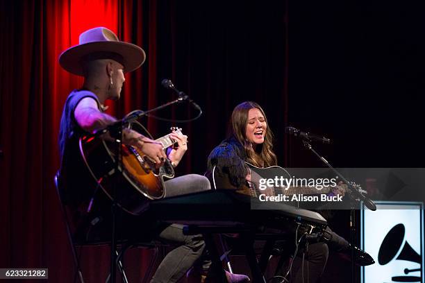 Jesse Uecke and Joy Uecke of Mexican pop duo, Jesse y Joy, perform during Jesse y Joy at The GRAMMY Museum on November 14, 2016 in Los Angeles,...