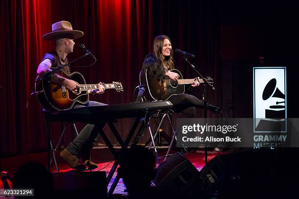 Jesse Uecke and Joy Uecke of Mexican pop duo, Jesse y Joy, perform during Jesse y Joy at The GRAMMY Museum on November 14, 2016 in Los Angeles,...