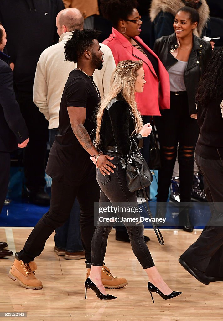 Celebrities Attend The Dallas Mavericks Vs New York Knicks Game