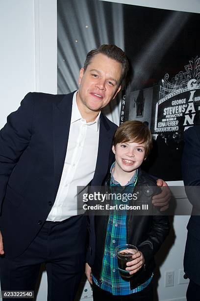 Actors Matt Damon and Ben O'Brian attend the Premiere Of Amazon Studios "Manchester By The Sea" on November 14, 2016 in Beverly Hills, California.