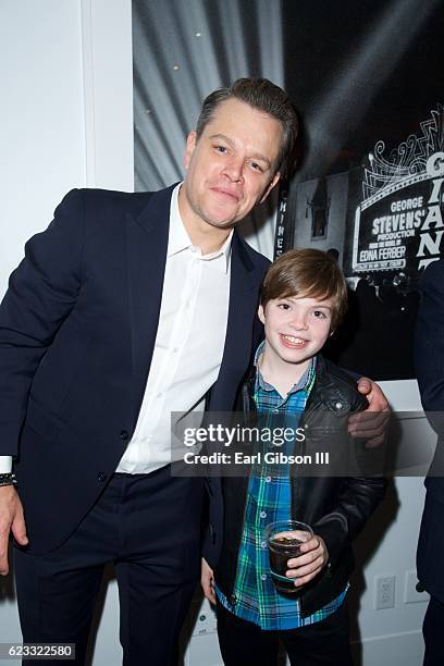 Actors Matt Damon and Ben O'Brian attend the Premiere Of Amazon Studios "Manchester By The Sea" on November 14, 2016 in Beverly Hills, California.