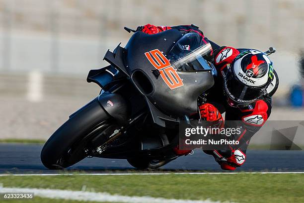 Jorge Lorenzo from Spain testing for first time the Ducati during the colective tests of Moto GP at Circuito de Valencia Ricardo Tormo on November...