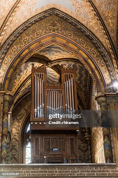 budapest, hungary. st matthias church. - church organ stock pictures, royalty-free photos & images