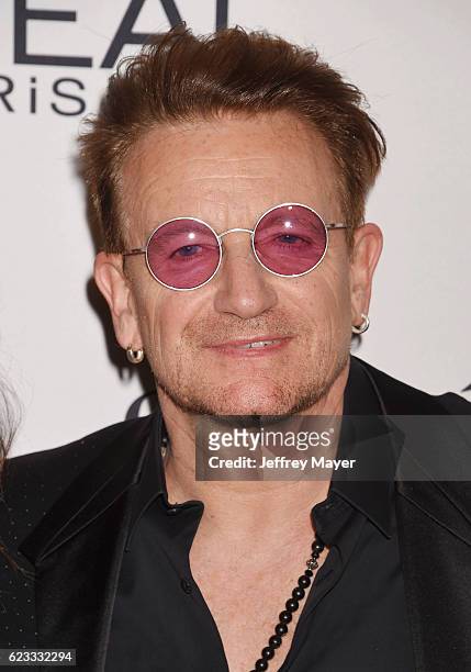 Honoree/singer Bono arrives at the Glamour Women Of The Year 2016 at NeueHouse Hollywood on November 14, 2016 in Los Angeles, California.