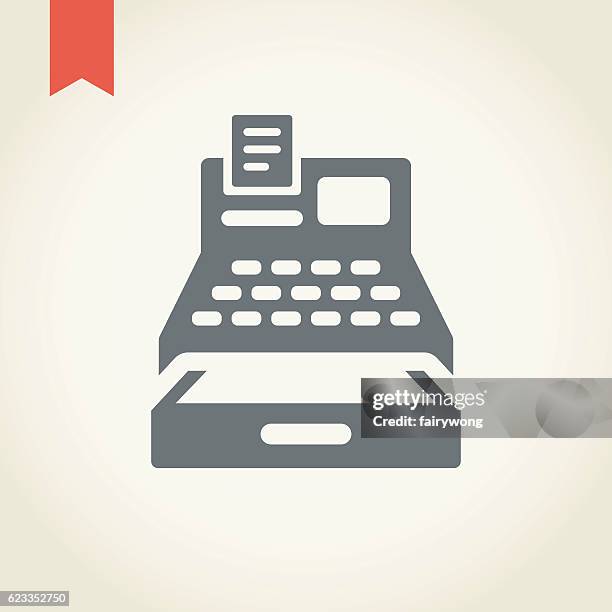 stockillustraties, clipart, cartoons en iconen met cash register icon - caissière