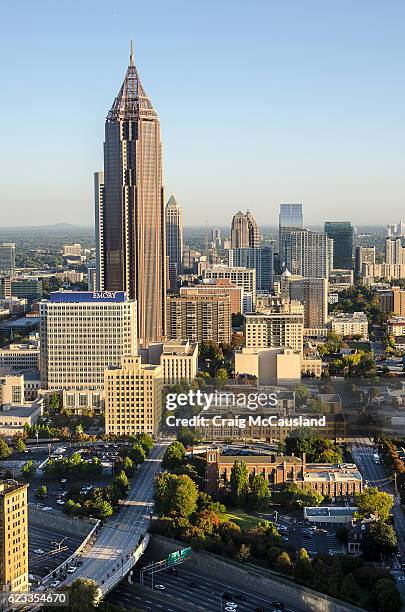 skyline of atlanta, georgia - atlanta sunrise stock pictures, royalty-free photos & images