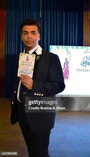 Karan Johar at the launch of Twinkle Khanna's second book, The Legend of Lakshmi Prasad, published by Juggernaut Books at the JW Marriott on November...