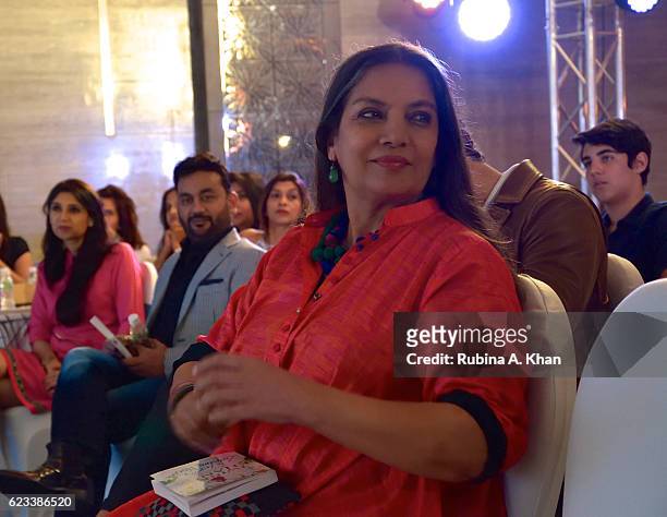 Shabana Azmi at the launch of Twinkle Khanna's second book, The Legend of Lakshmi Prasad, published by Juggernaut Books, that she read an excerpt...