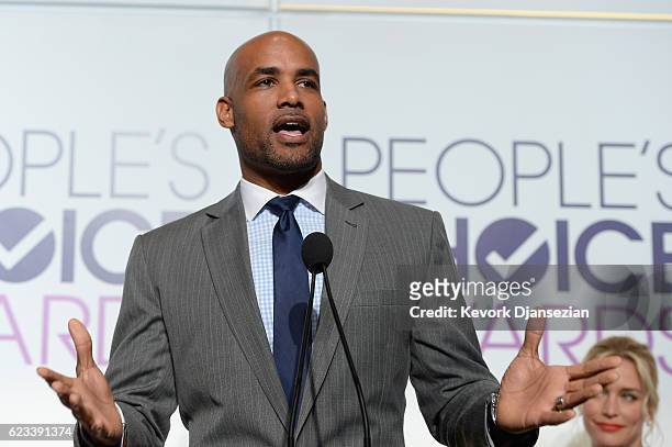 Actor Boris Kodjoe speaks during the People's Choice Awards Nominations Press Conference at The Paley Center for Media on November 15, 2016 in...