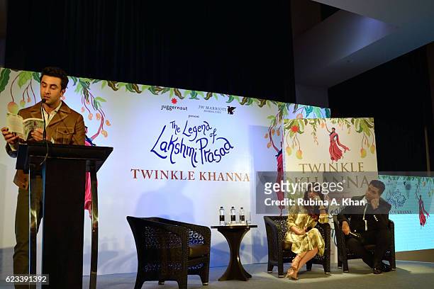 Ranbir Kapoor reading an excerpt from Twinkle Khanna's second book, The Legend of Lakshmi Prasad, published by Juggernaut Books, as the author and...