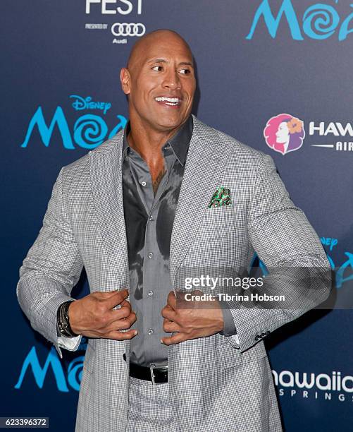 Dwayne Johnson attends the premiere of Disney's 'Moana' at AFI FEST 2016 at the El Capitan Theatre on November 14, 2016 in Hollywood, California.