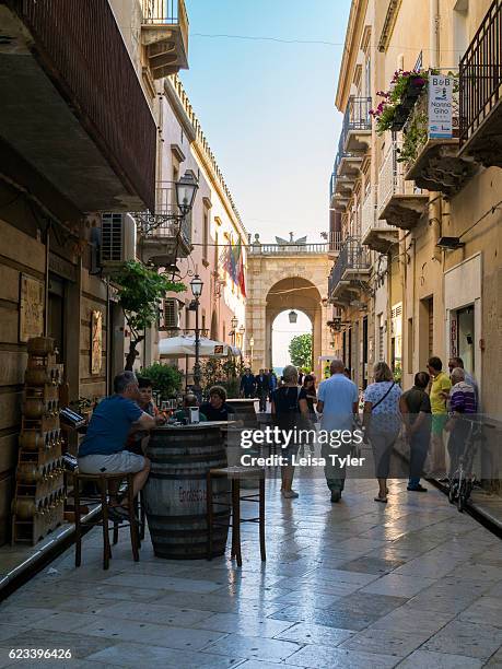 The street Via Garibaldi in the town of Marsala in western Sicily. Marsala is built on the ruins of the ancient Carthaginian city of Lilybaion. It is...