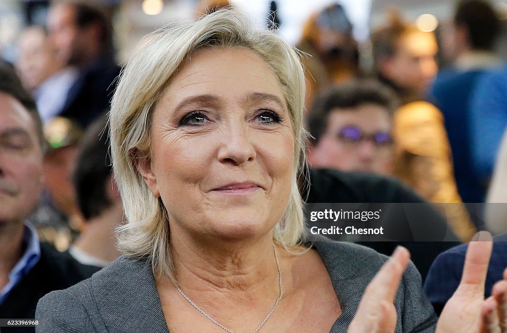 French far-right political Party National Front (FN) Leader Marine Le Pen's Meeting In Paris