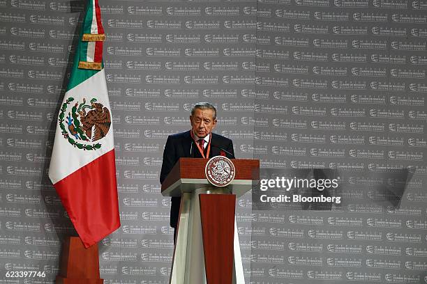 Miguel Aleman Velasco, president of Mexico's Business Summit, listens during the Mexico Cumbre De Negocios Business Summit in Puebla, Mexico, on...