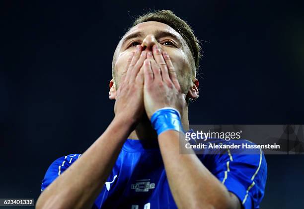 Ciro Immobile of Italy reacts during the International Friendly Match between Italy and Germany at Giuseppe Meazza Stadium on November 15, 2016 in...