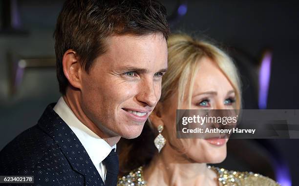 Eddie Redmayne and J.K. Rowling attend the European premiere of "Fantastic Beasts And Where To Find Them" at Odeon Leicester Square on November 15,...
