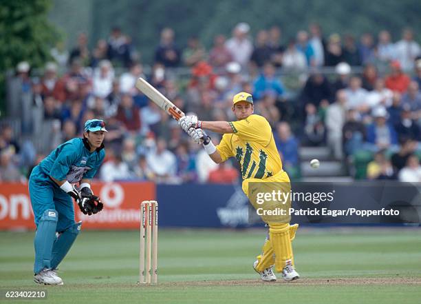 Darren Lehmann batting for Australia during his innings of 76 in the World Cup group match between Australia and New Zealand at Sophia Gardens,...