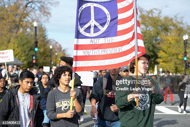 Students from Washington, DC public schools staged a planned walkout protest against President-elect Donald Trump around the U.S. Capitol on November...