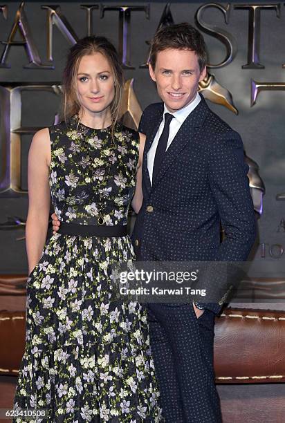 Hannah Bagshawe and Eddie Redmayne attend the European premiere of "Fantastic Beasts And Where To Find Them" at Odeon Leicester Square on November...