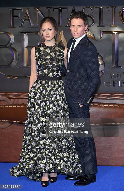 Hannah Bagshawe and Eddie Redmayne attend the European premiere of "Fantastic Beasts And Where To Find Them" at Odeon Leicester Square on November...