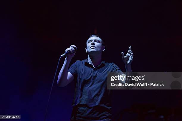 James Graham from The Twilight Sad opens for The Cure at AccorHotels Arena on November 15, 2016 in Paris, France.