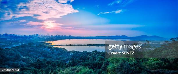 panoramic city hangzhou china - hangzhou stock pictures, royalty-free photos & images