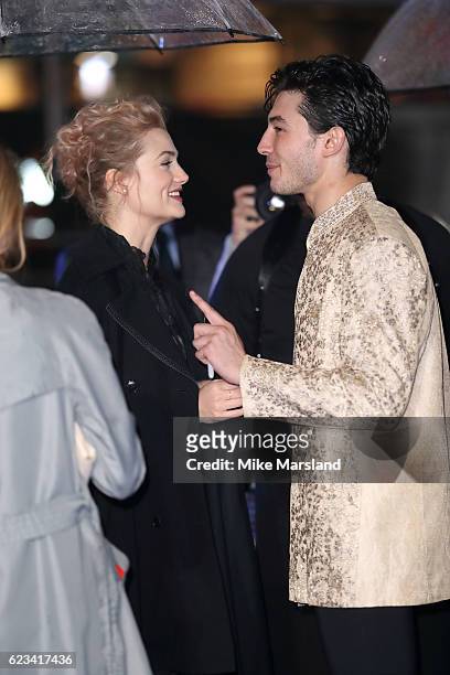 Alison Sudol and Ezra Miller attends the European premiere of "Fantastic Beasts And Where To Find Them" at Odeon Leicester Square on November 15,...
