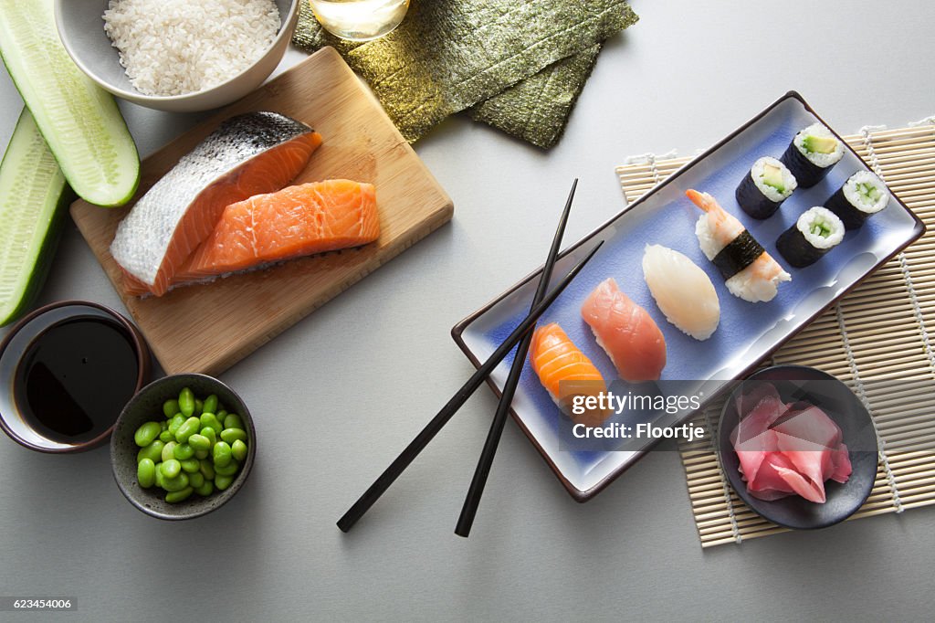 Asiatische Küche: Sushi Stillleben