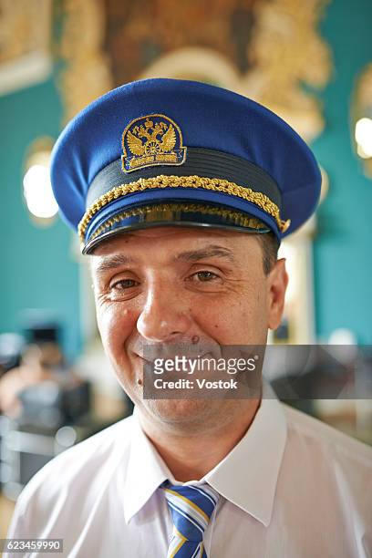 portrait of a train conductor - train driver stock pictures, royalty-free photos & images