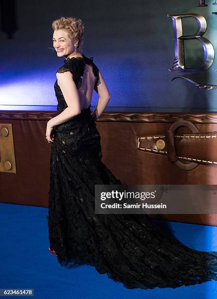 Alison Sudol attends the European premiere of "Fantastic Beasts And Where To Find Them" at Odeon Leicester Square on November 15, 2016 in London,...