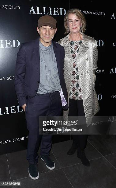 Actor Simon McBurney and costume designer Joanna Johnston attend the special screening of "Allied" hosted by Paramount Pictures with The Cinema...