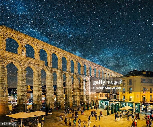 segovia at night - segovia stock pictures, royalty-free photos & images