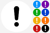 Exclamation Point Icon on Flat Color Circle Buttons