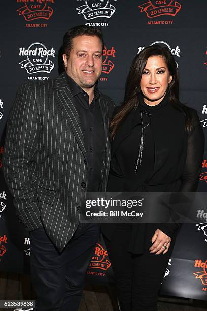 Jacqueline Laurita and her husband, Chris Laurita walk the red carpet during Hard Rock Cafe's 20th Anniversary bash on Tuesday, November 15 in...