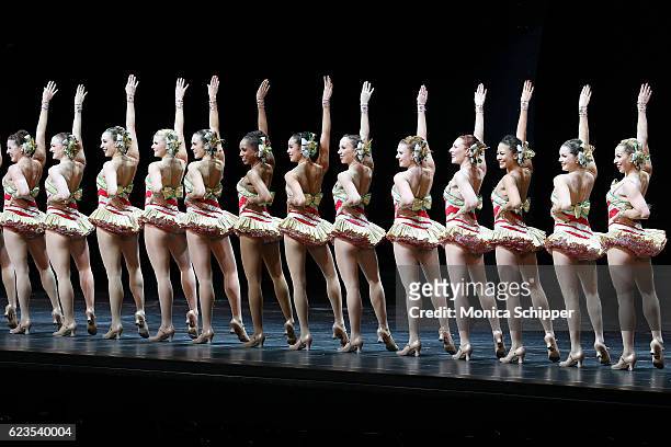 The Rockettes perform on stage during the "Christmas Spectacular Starring The Radio City Rockettes" Opening Night at Radio City Music Hall on...