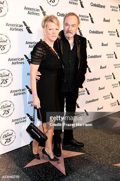 Katie McNeil and recording artist Neil Diamond attend Capitol Records 75th Anniversary Gala at Capitol Records Tower on November 15, 2016 in Los...