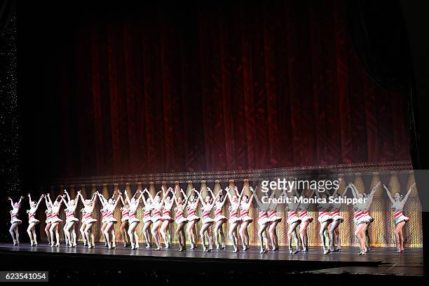 The Rockettes perform on stage during the "Christmas Spectacular Starring The Radio City Rockettes" Opening Night at Radio City Music Hall on...