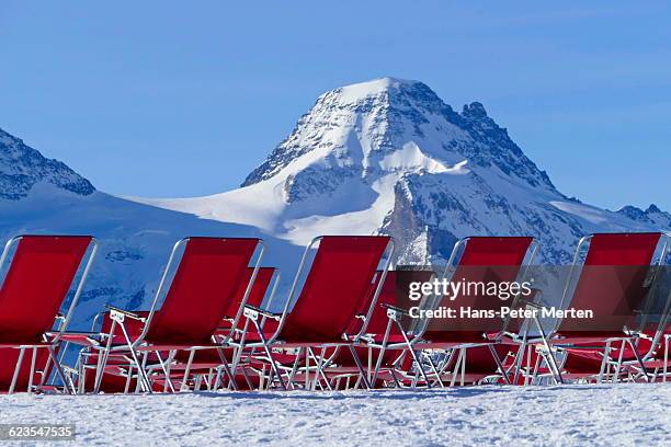 deckchairs at männlichen, bernese alps - mannlichen stock pictures, royalty-free photos & images