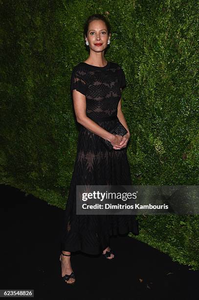 Model Christy Turlington attends the MoMA Film Benefit presented by CHANEL, A Tribute To Tom Hanks at MOMA on November 15, 2016 in New York City.
