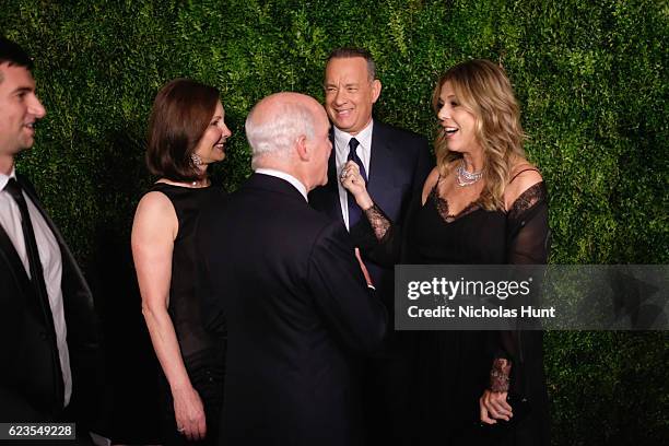 Marie Josee Kravis, Henry R. Kravis, Tom Hanks and Rita Wilson attend the MoMA Film Benefit presented by CHANEL, A Tribute To Tom Hanks at MOMA on...