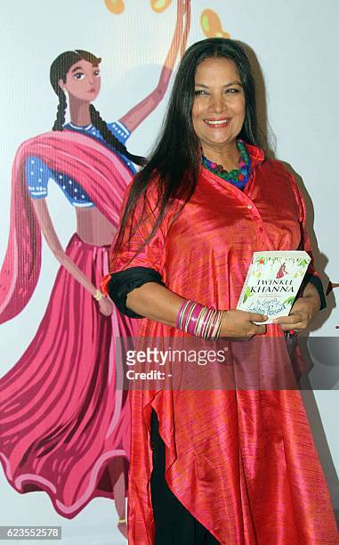 Indian Bollywood actress Shabana Azmi attends the launch of actress Twinkle Khanna's book "The Legend of Lakshmi Prasad" in Mumbai on November 15,...