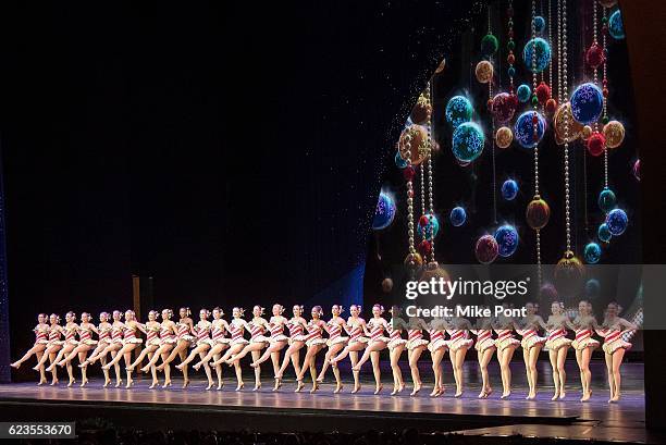 The Rockettes perform on stage during the 2016 Radio City Christmas Spectacular Opening Night at Radio City Music Hall on November 15, 2016 in New...