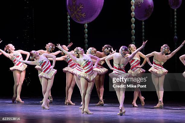 The Rockettes perform on stage during the 2016 Radio City Christmas Spectacular Opening Night at Radio City Music Hall on November 15, 2016 in New...