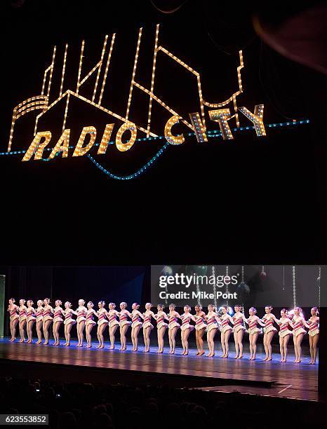 The Rockettes perform on stage during the 2016 Radio City Christmas Spectacular Opening Night at Radio City Music Hall on November 15, 2016 in New...