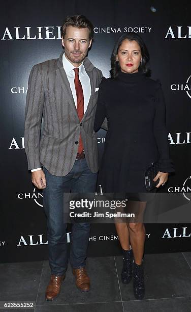 Model Alex Lundqvist and Keytt Lundqvist attend the special screening of "Allied" hosted by Paramount Pictures with The Cinema Society & Chandon at...