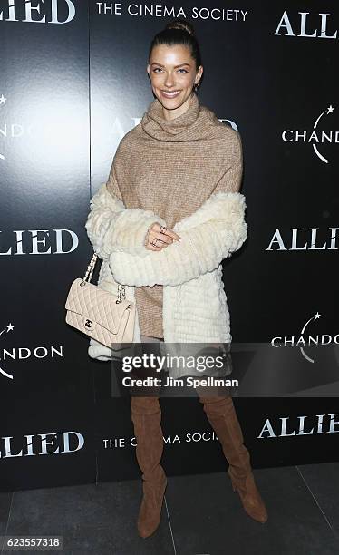 Model Anna Christina Schwartz attends the special screening of "Allied" hosted by Paramount Pictures with The Cinema Society & Chandon at iPic Fulton...
