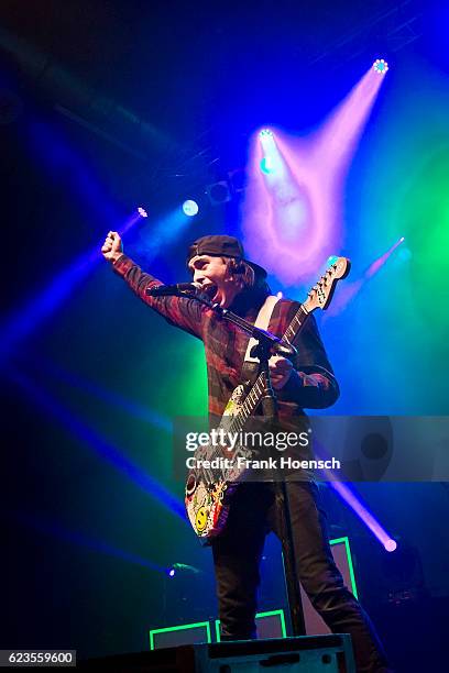 Singer Vic Fuentes of the american band Pierce the Veil performs live during a concert at the Huxleys on November 11, 2016 in Berlin, Germany.